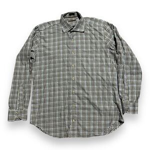 Peter Millar Men’s Long Sleeve Plaid Button Up Shirt XL 100% Cotton Blue & Black